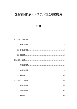 企业项目负责人（B类）安全考核题库.doc