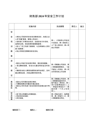财务部安全工作计划.doc