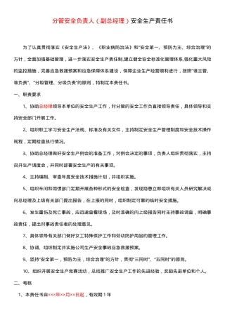 2.分管安全负责人（如副总、生产副总等）安全生产责任书.doc