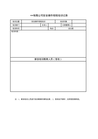 3、安全操作规程的培训、考核记录.doc