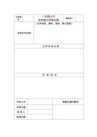 规章制度、操作规程等文件的修订评审记录.doc