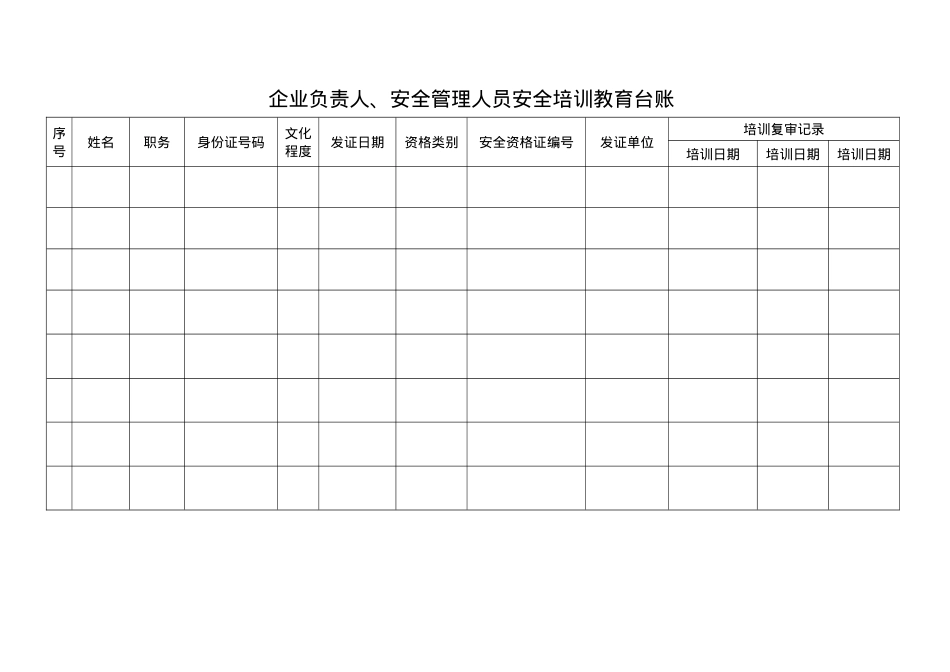 1、主要负责人安全管理人员培训教育台帐.doc_第1页