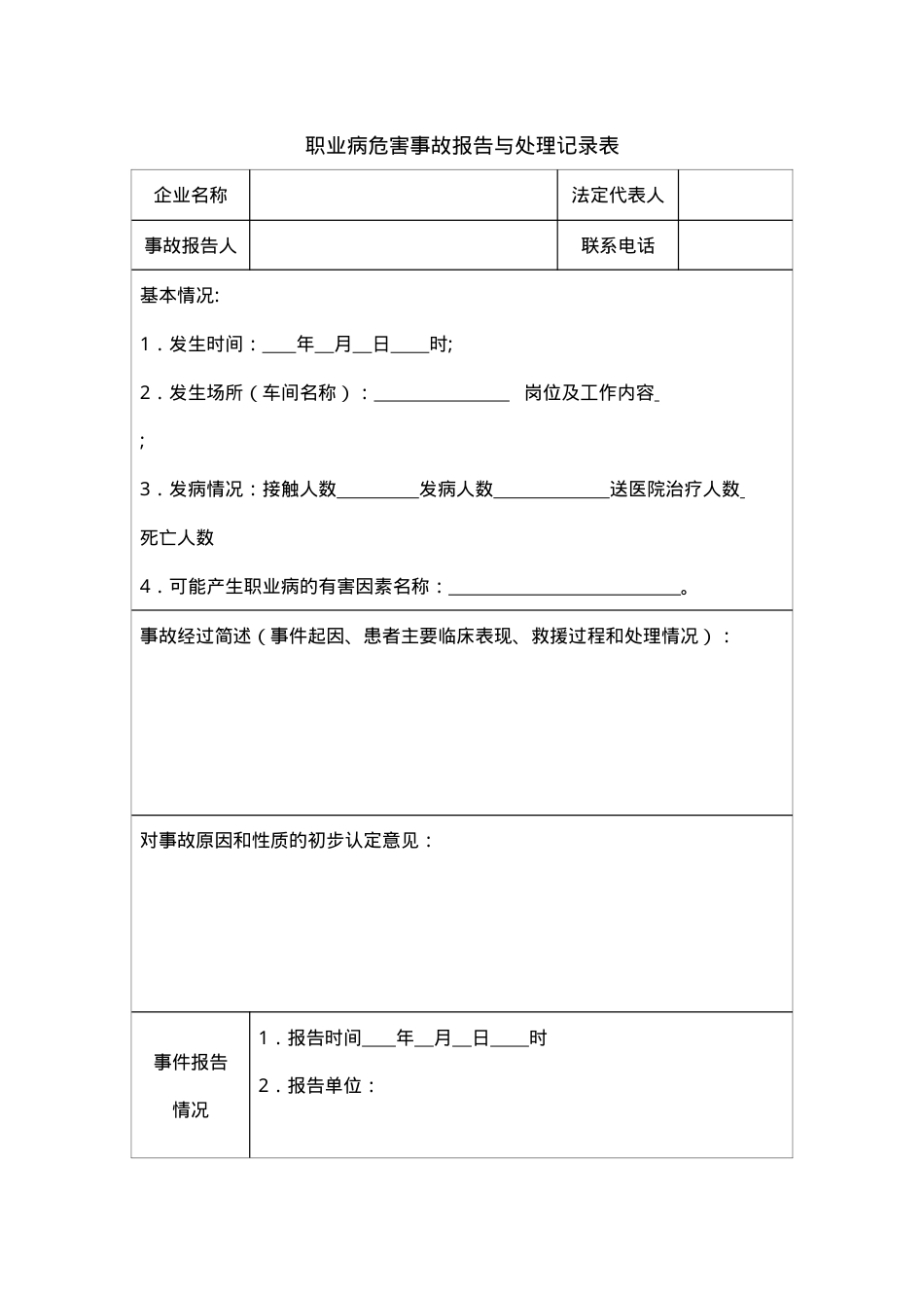 附件6：职业病危害事故报告与处理记录表.doc_第1页