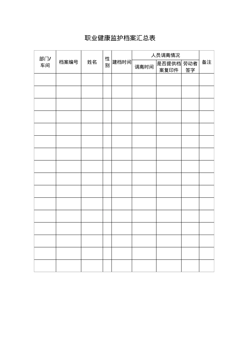 附件7：职业健康监护档案汇总表.doc_第1页