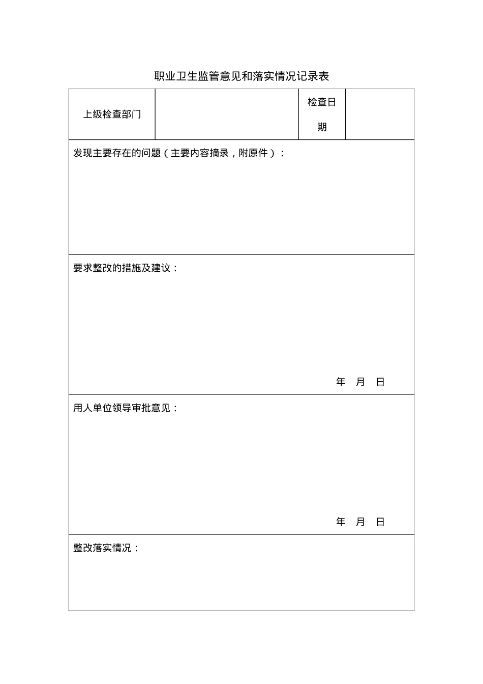 附件12：职业卫生监管意见和落实情况记录表.doc_第1页