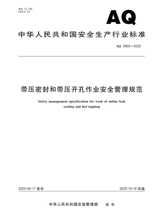 AQ 3060-2025 带压密封和带压开孔作业安全管理规范.pdf